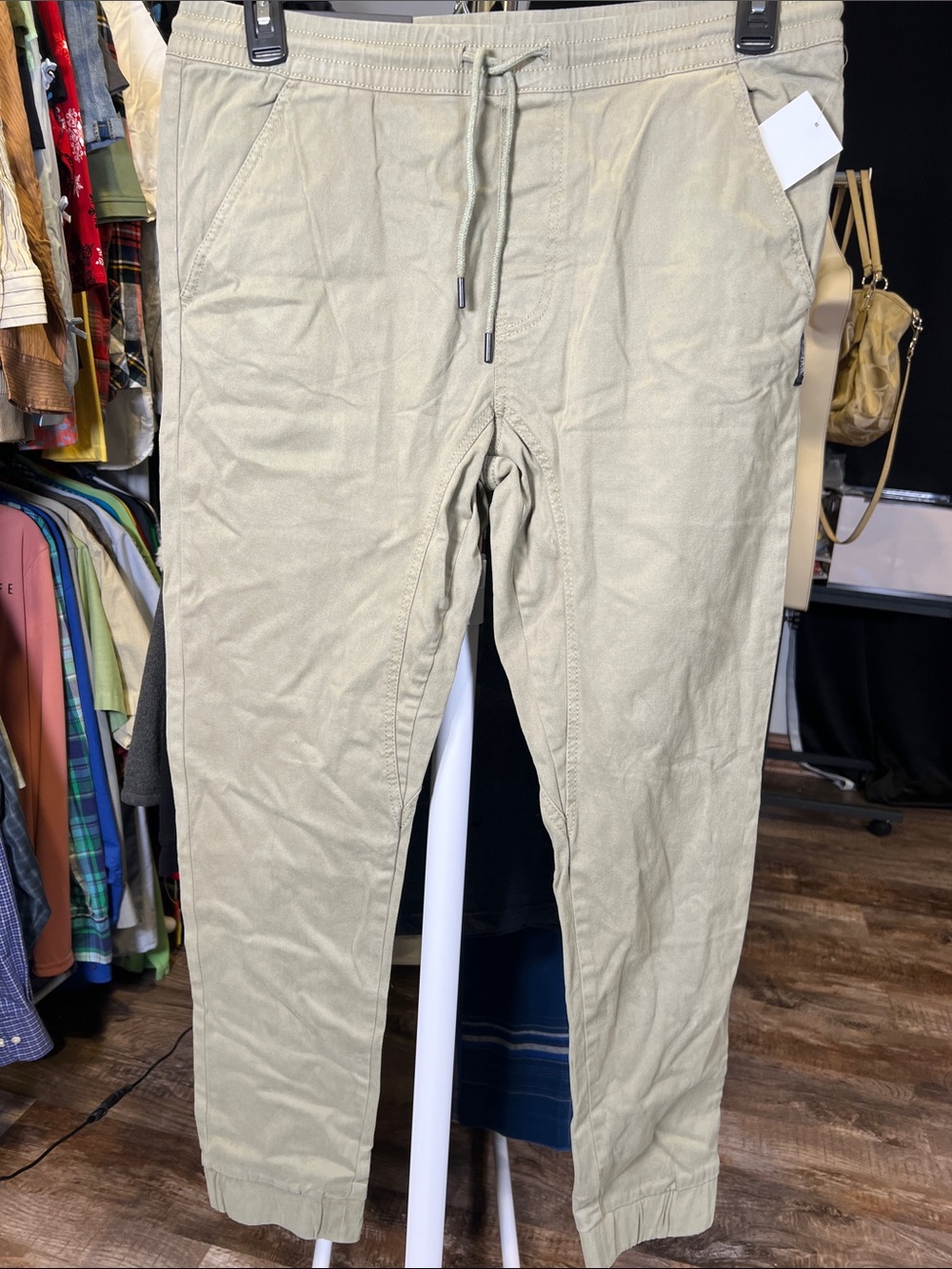 Silver Jeans Men's Khaki Drawstring Jogger Pants